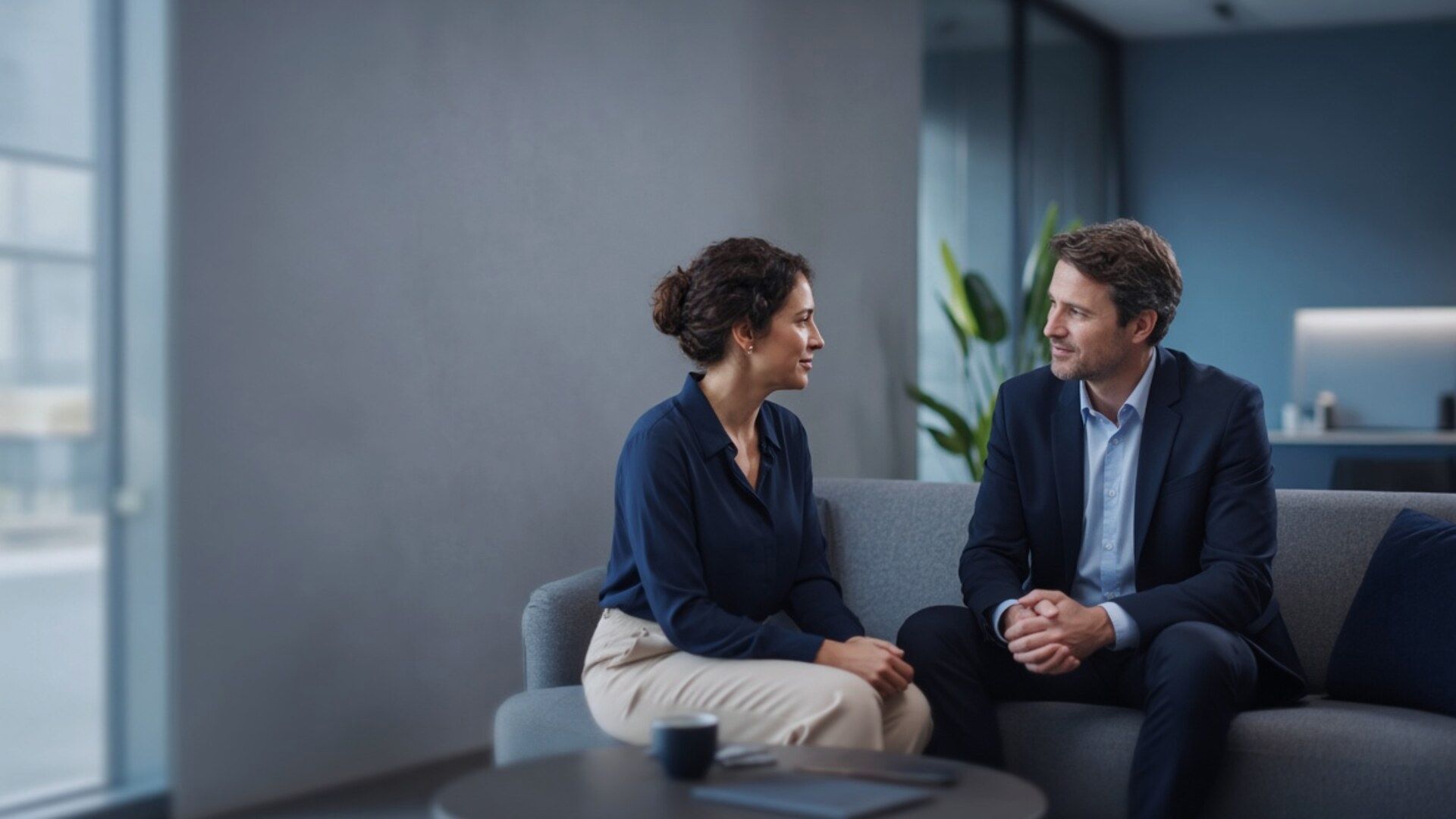 Dois colegas em conversa empática e respeitosa, com escuta ativa