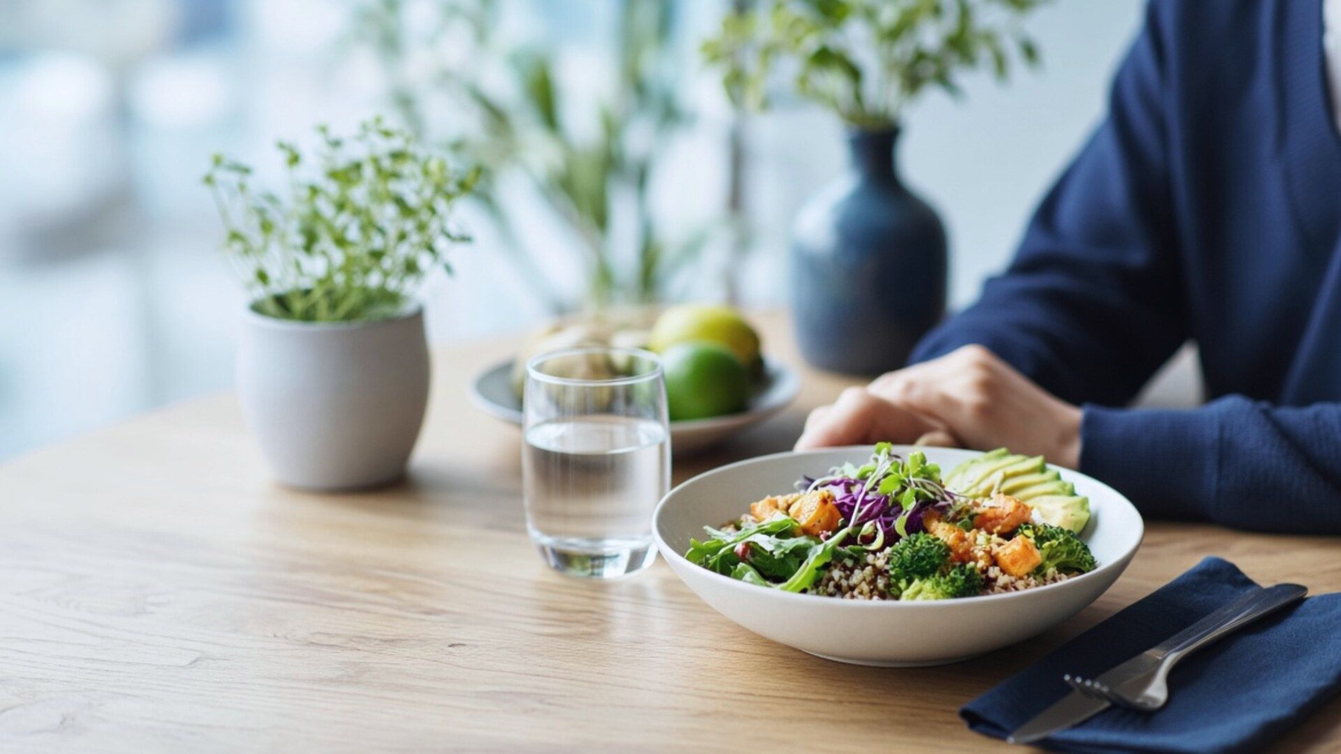 Cena de estilo de vida saudável, com alimentação equilibrada e vitalidade