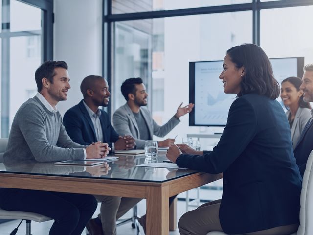 Equipe diversa colaborando com respeito mútuo em escritório moderno