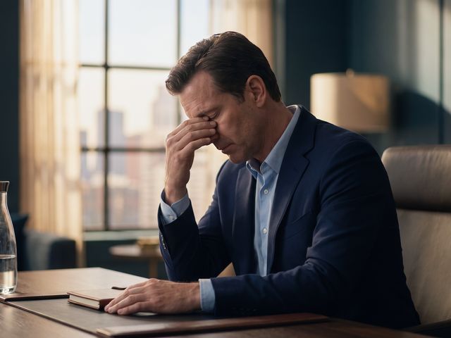Profissional fazendo uma pausa consciente no trabalho, com sensação de alívio