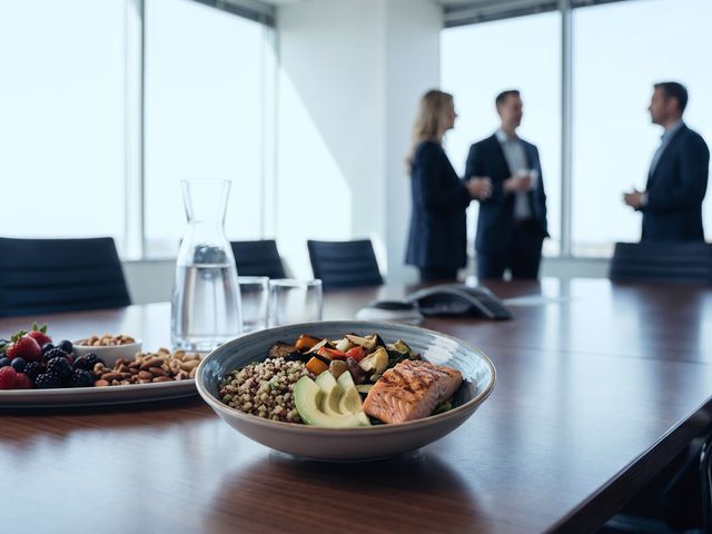 Refeição equilibrada e alimentos frescos sobre mesa moderna e limpa
